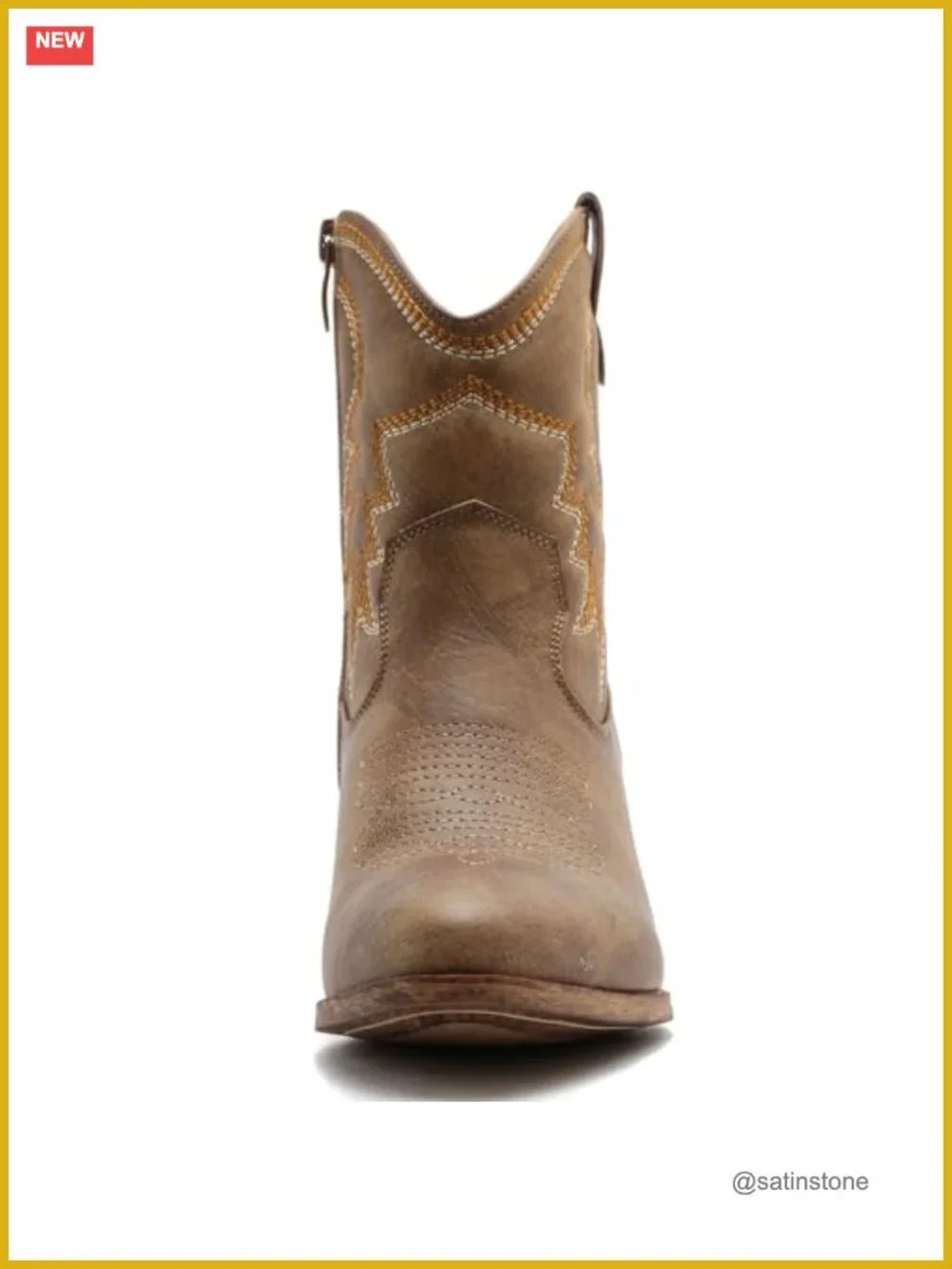 Faux Leather Cowgirl Ankle Boots for Women Western Booties with Side Zipper